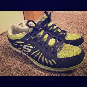 Green and black sneakers